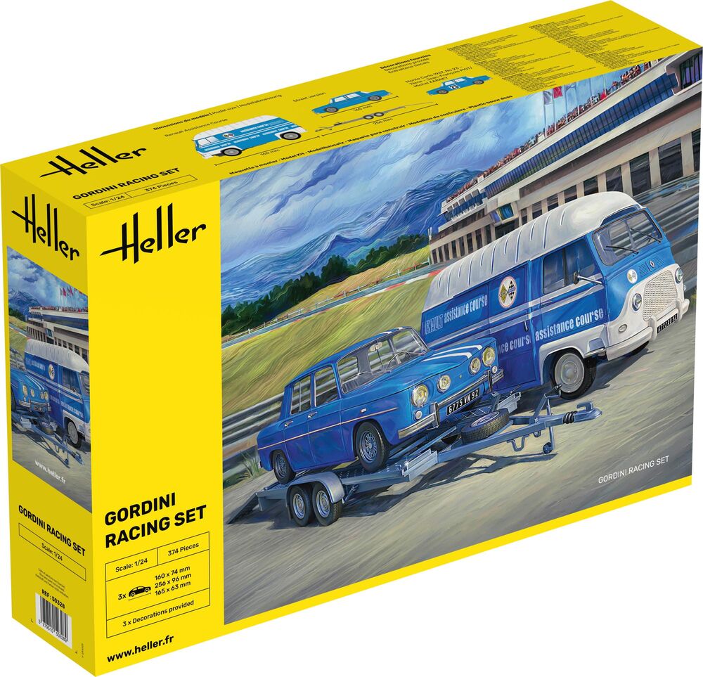 heller-50328-1-Gordini-Racing-Set-Renault-Estafette-Renntransporter-Trailer-R8-Rennwagen