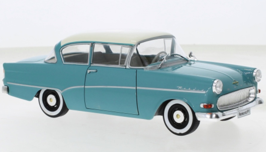 hachette-G1648002-Opel-Olympia-Rekord-P1-türkisgrün-weißes-Dach-Modellauto