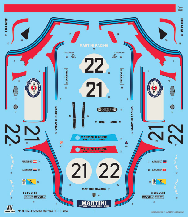 italeri-3625-2-Porsche-Carrera-RSR-Turbo-LM-1974-21-22-Decals